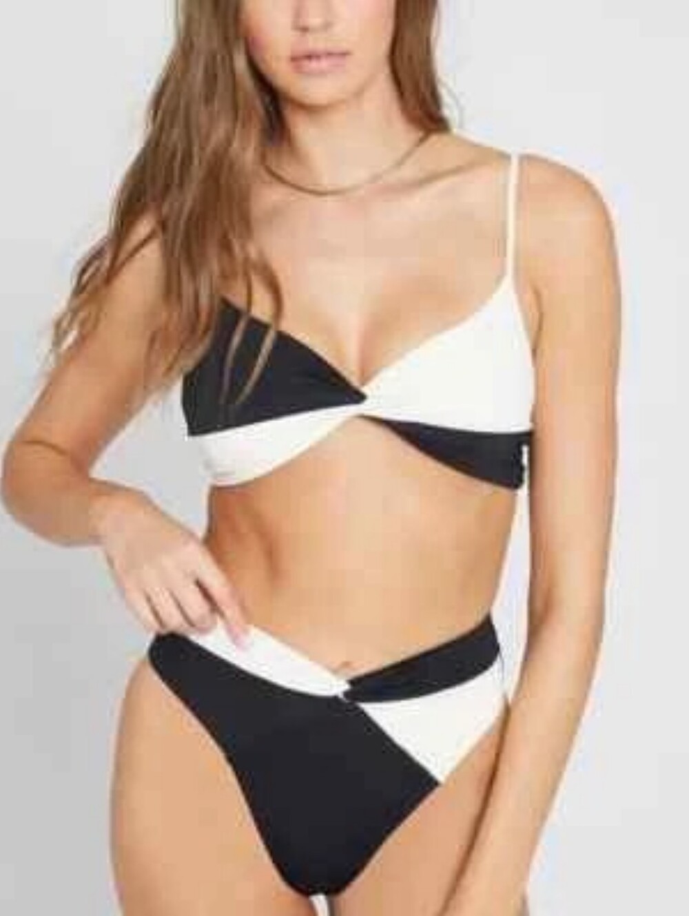 L*Space color-block bikini set black and cream